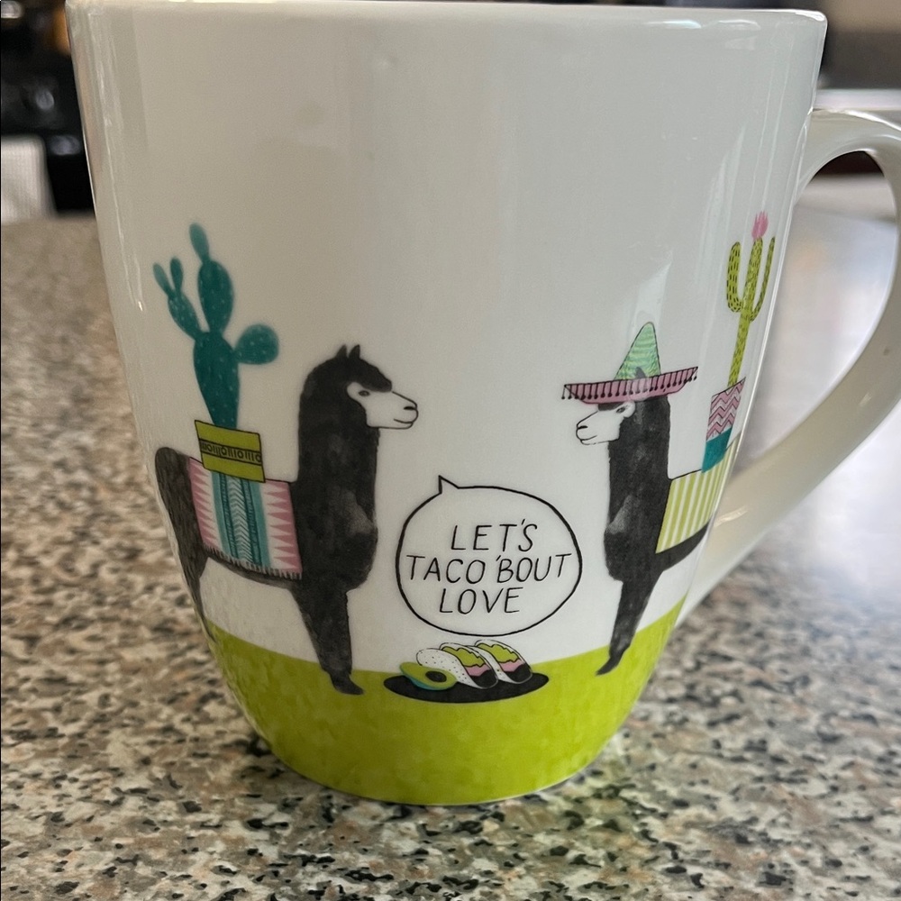 Pfaltzgraff Llama Mug - White and Lime